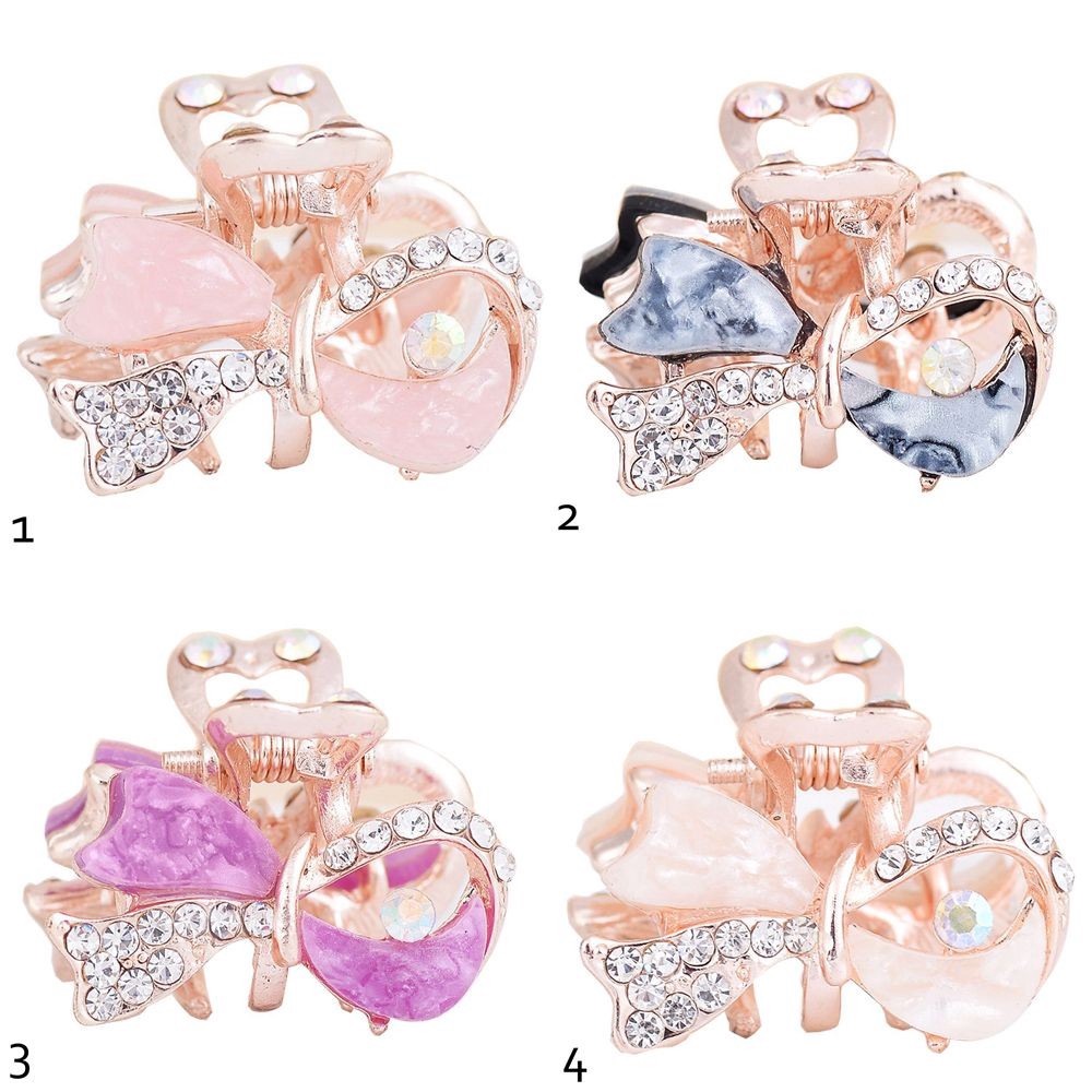 Kẹp tóc họa tiết nơ đính kim cương giả thời trang