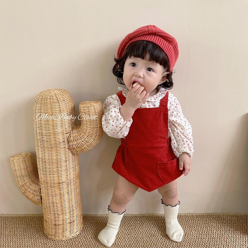 Body yếm nhung cho bé gái đồ mặc Noel váy mặc Tết cho bé gái phong cách Hàn dễ thương - MICHI Closet