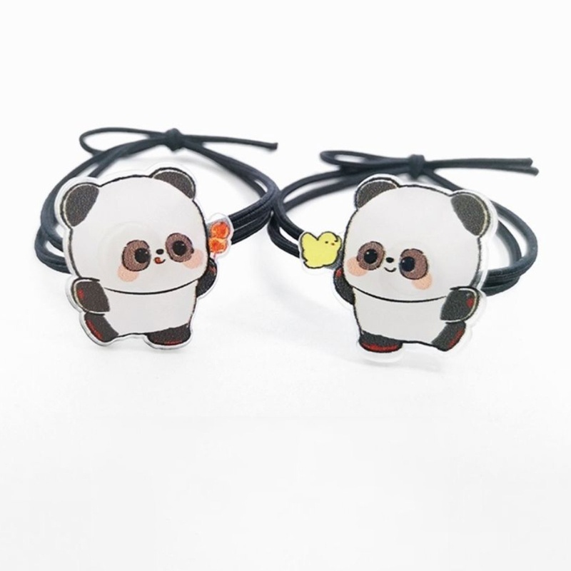 Set 2 Dây Cột Tóc Hình Gấu Trúc Hoạt Hình Dễ Thương