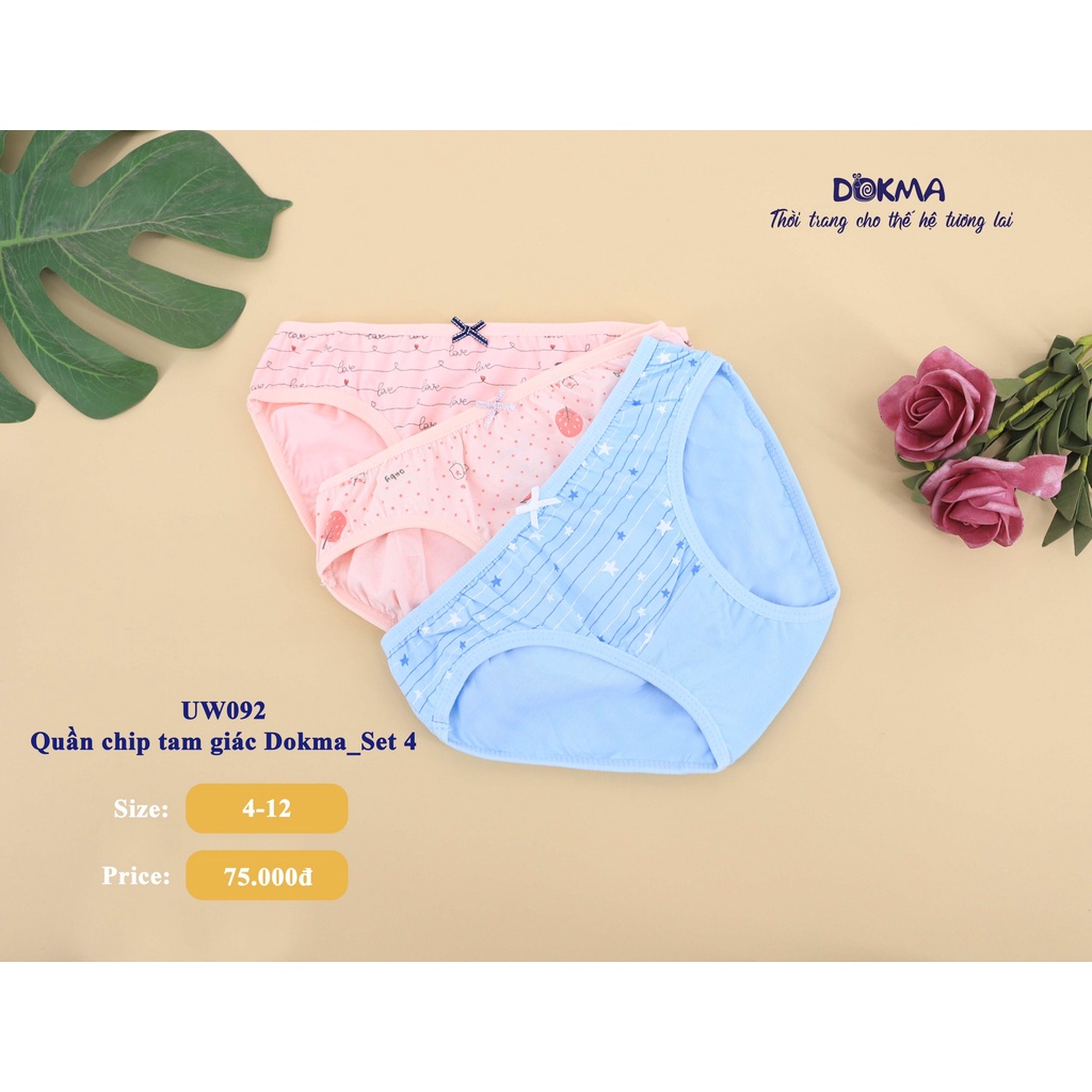 [FREESHIP] Quần chip tam giác 2-12 tuổi, cotton Dokma- UW092