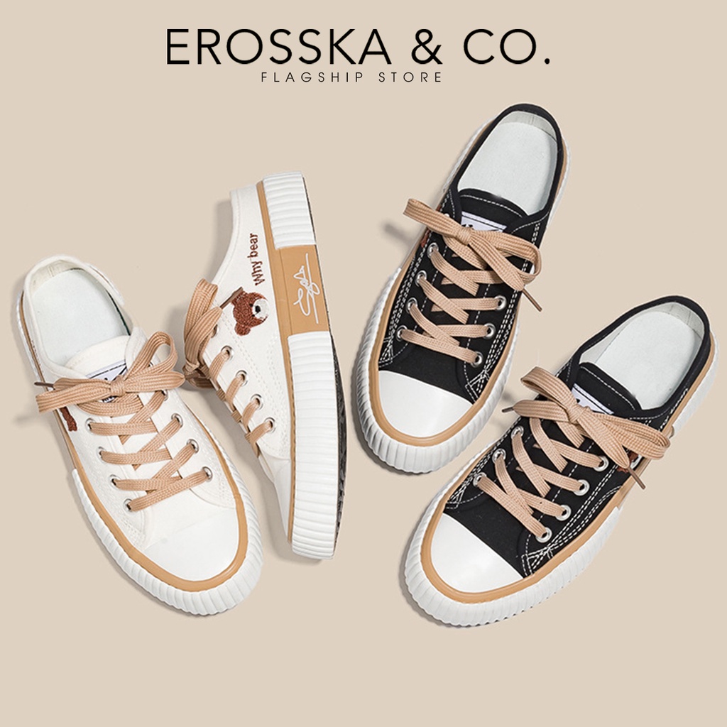 Erosska - Giày sục thể thao đi học phong cách cá tính năng động màu đen - GS006