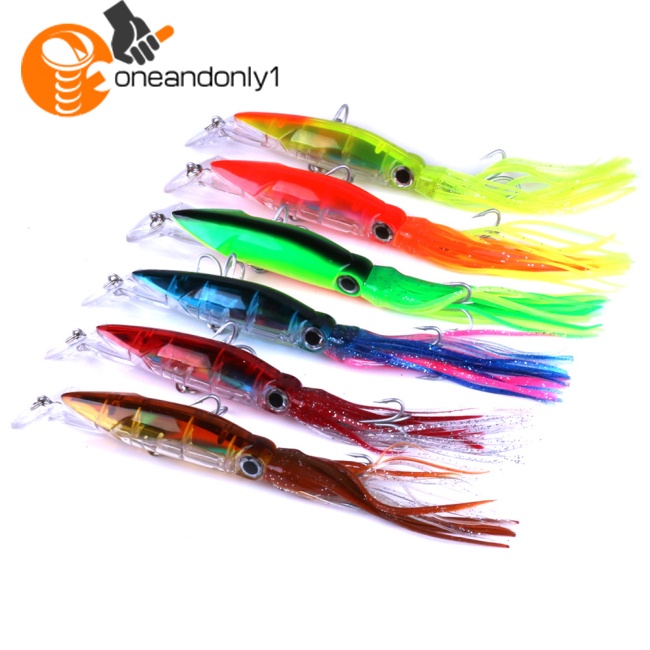 Mồi Câu Cá Giả Hình Con Mực Bằng Nhựa 14cm Có Tua Rua