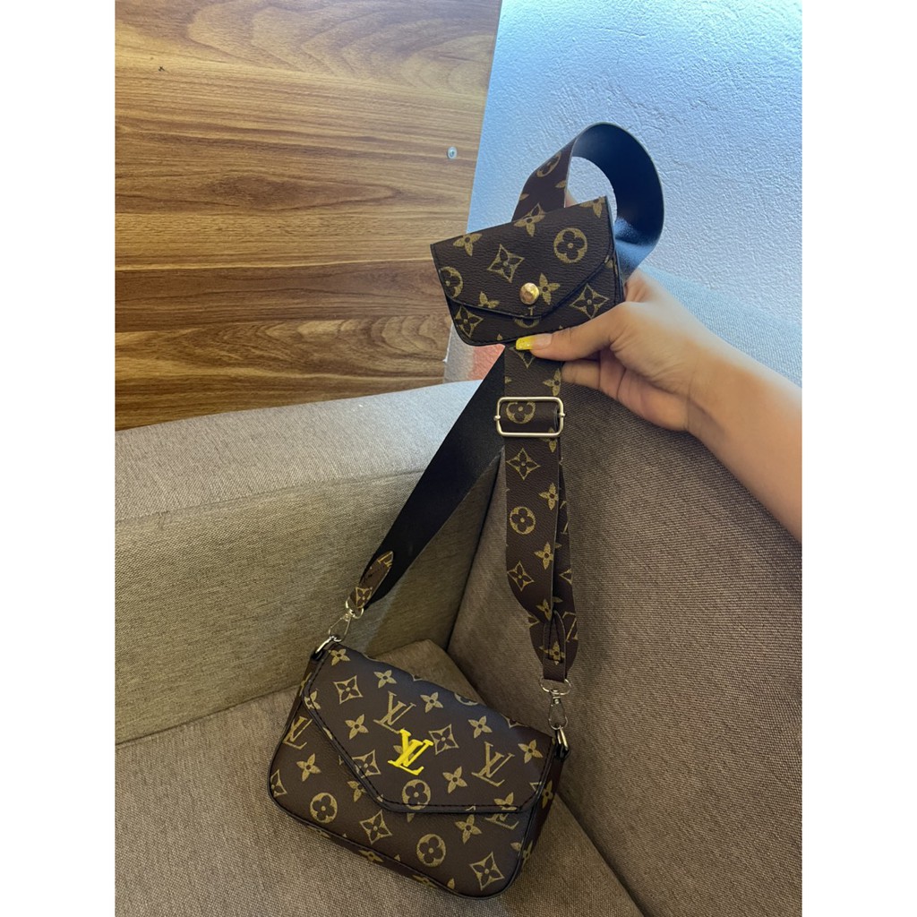 Túi đeo chéo nữ, túi xách LV phong cách sang trọng cá tính 2 màu xanh nâu