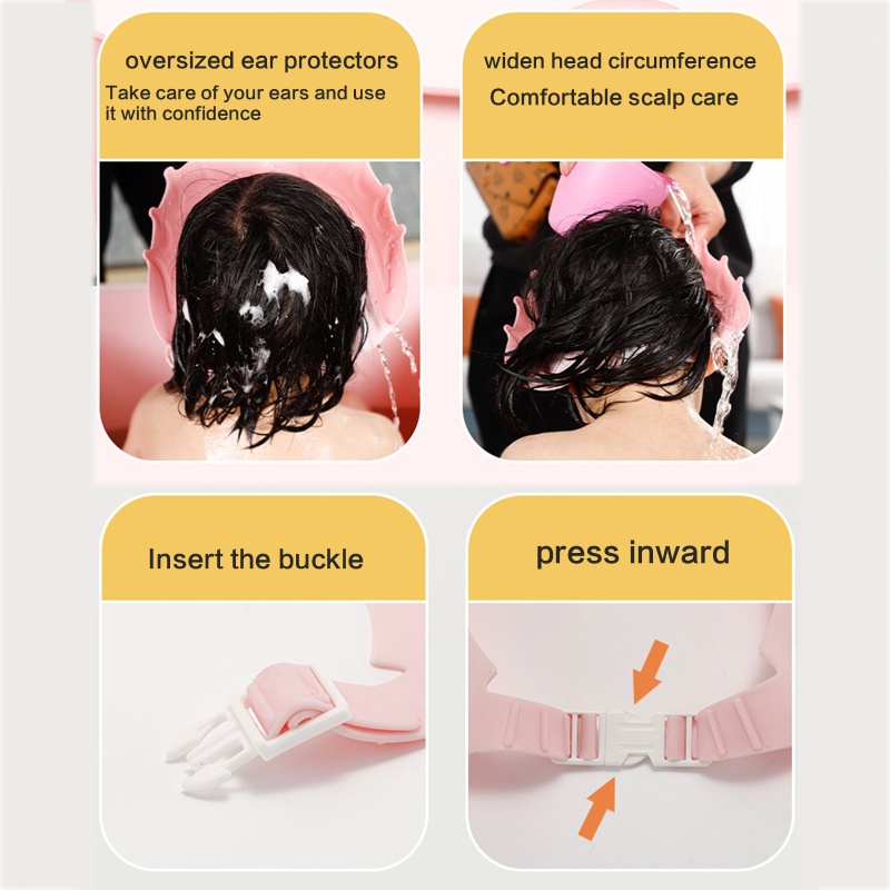 Mũ Chắn Nước Gội Đầu Bảo Vệ Tai Hình Vương Miện Tùy Chỉnh Tiện Dụng Cho Bé