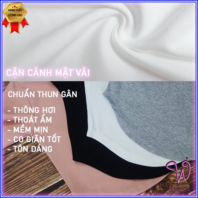 Áo croptop dài tay khoét eo ôm body xinh , áo thun kiểu đẹp chất thun gân cotton 100% 4 màu đen trắng hồng ghi Wiceda.