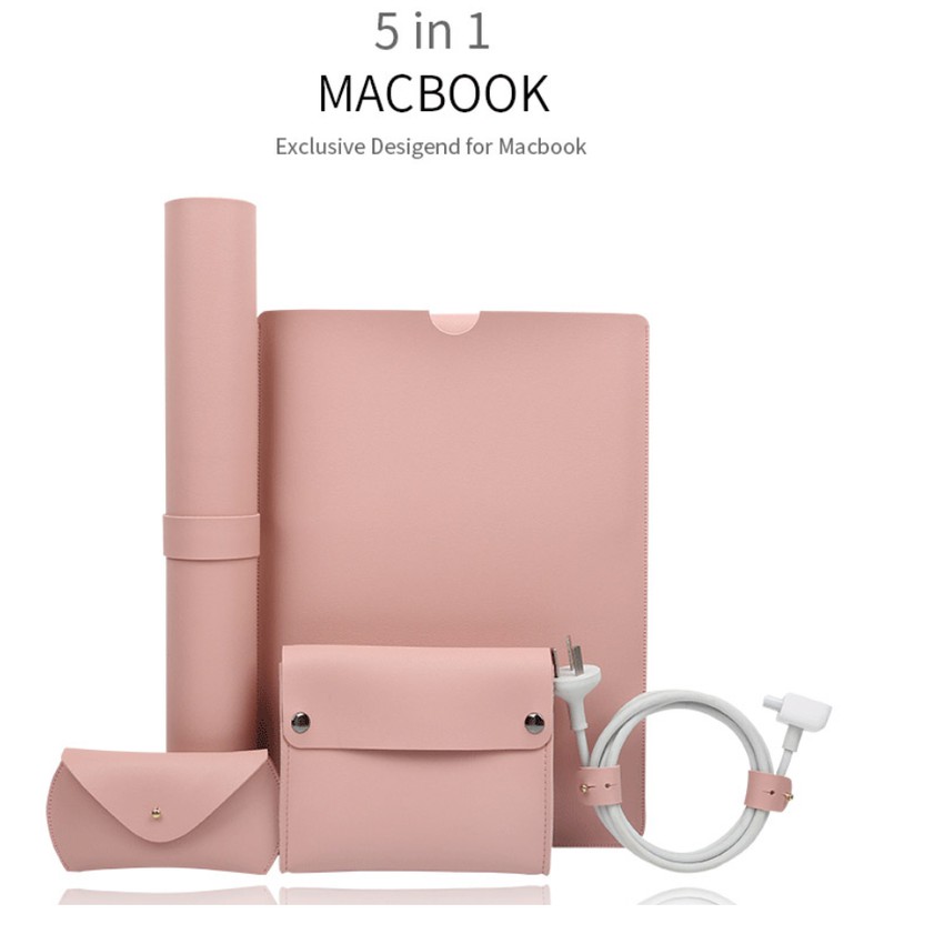 SET COMBO 5IN1 CHẤT LIỆU DA CHO MACBOOK: VẺ ĐẸP HOÀN MỸ, BẢO VỆ &quot;TỈ MỈ&quot;