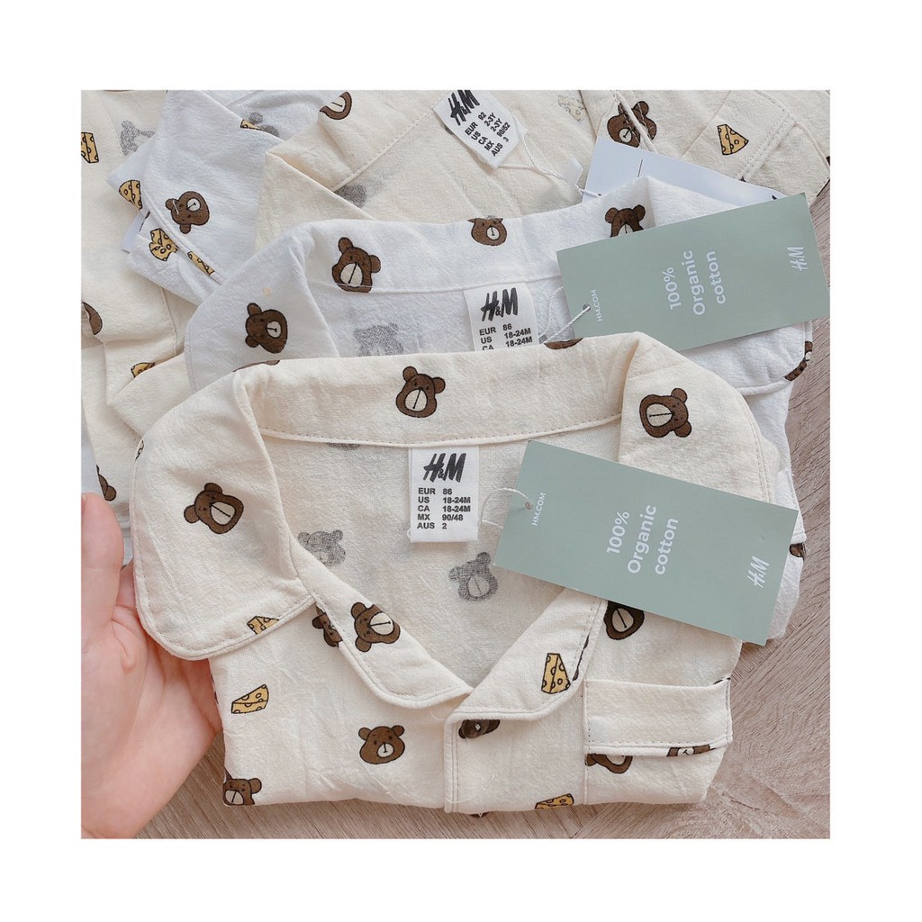 Set bộ cộc tay pijama cho bé trai bé gái họa tiết gấu từ (2-6y) TheBossBabyVN