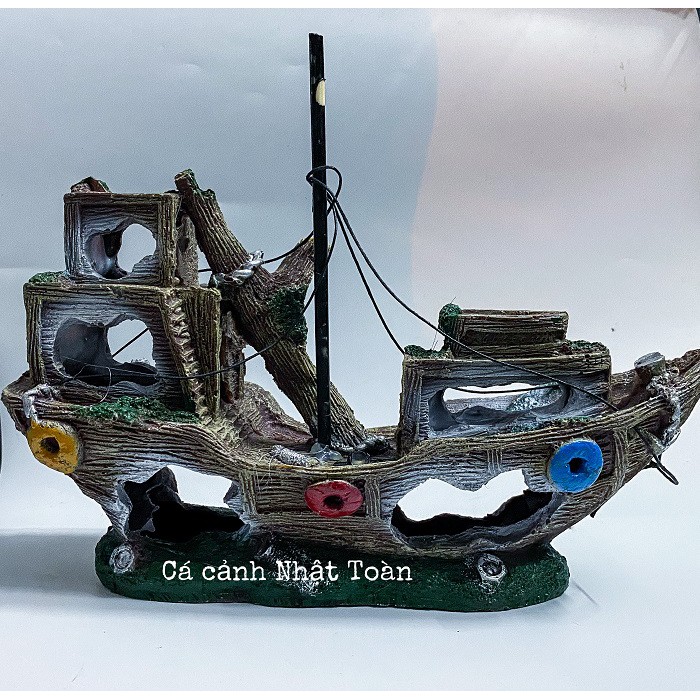 TÀU THUYỀN TRANG TRÍ HỒ CÁ NON BỘ 30X6X27CM