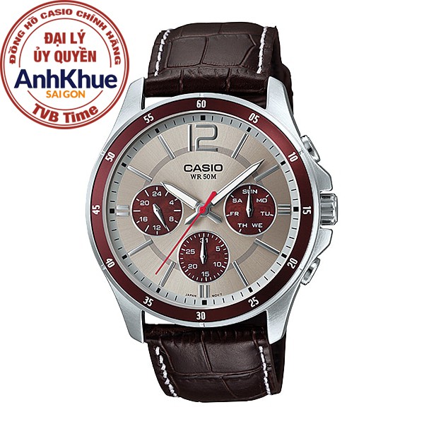 Đồng hồ nam dây da Casio Standard chính hãng Anh Khuê MTP-1374L-7A1VDF (43mm)