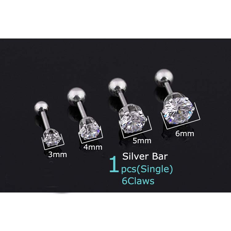 1 Khuyên Tai Dài 6claws 18g 6mm