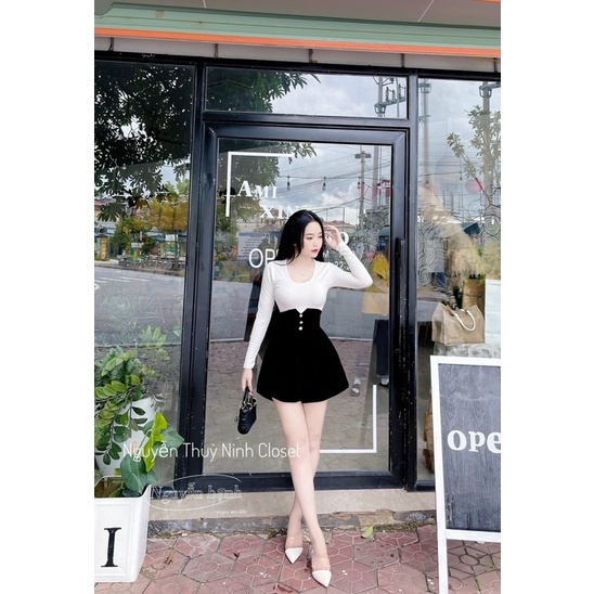 Sét áo thun dài tay + quần nhung cạp cao