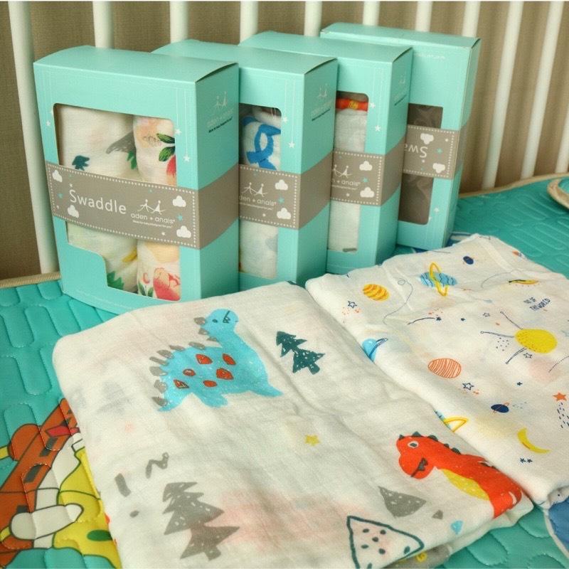 Hộp 2 khăn sợi tre Aden + Anais mềm mát thấm hút tốt cho bé 120x110cm