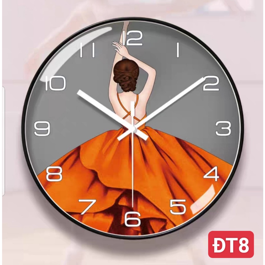 Đồng hồ treo tường VUADECOR hình tròn tráng gương kim trôi cao cấp (Tặng pin và đinh treo)