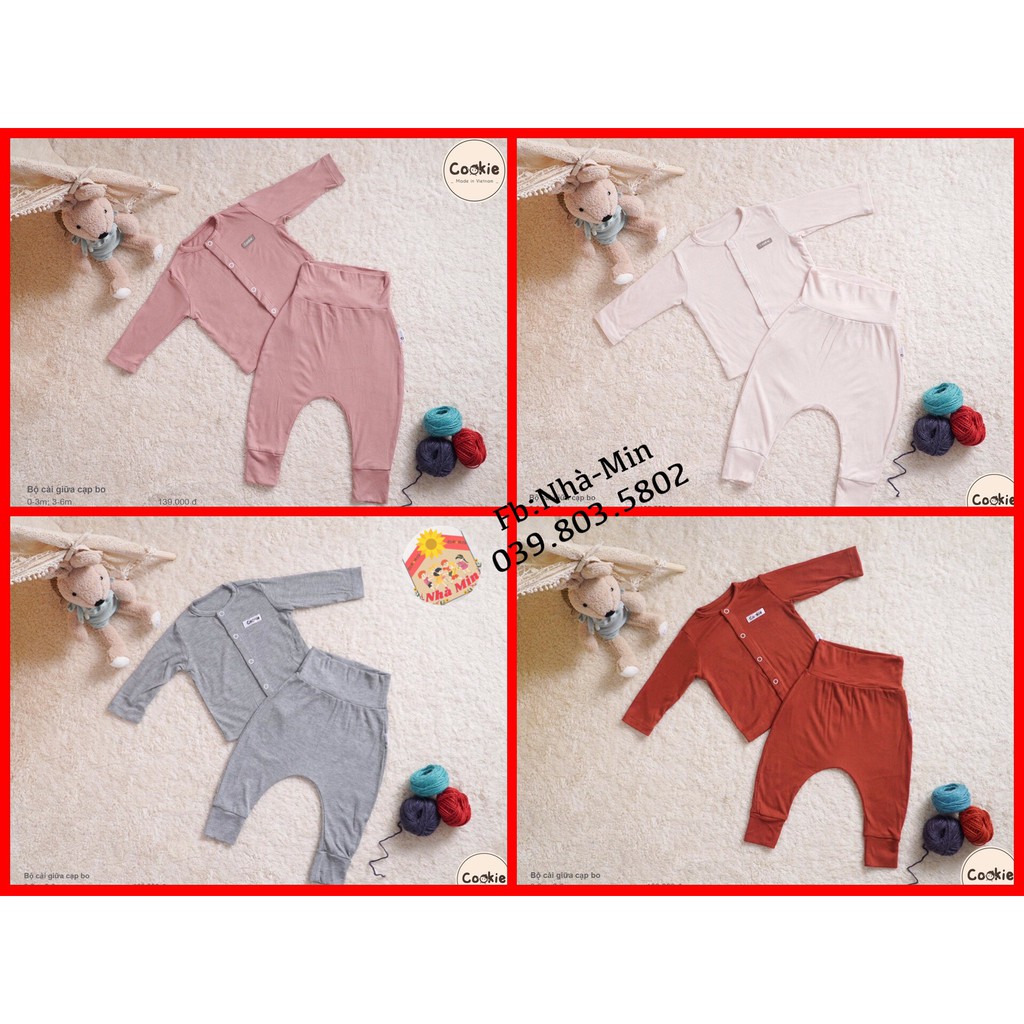 Bộ sơ sinh dời cạp cao Cookie chất liệu: Air-cool Knitwear điều hoà nhiệt 4 mùa-HÀNG SALE | BigBuy360 - bigbuy360.vn