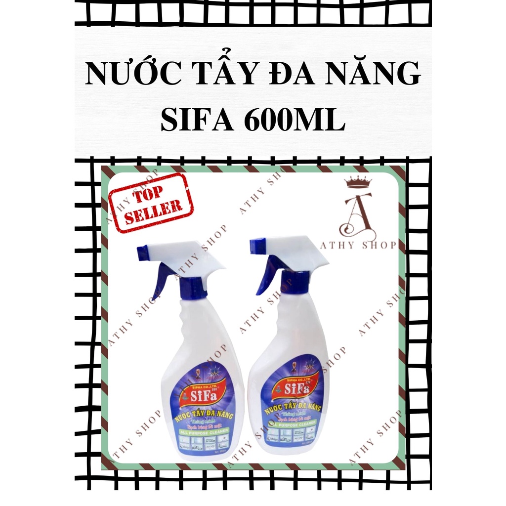 CHAI XỊT CHẤT TẨY ĐA NĂNG SIFA 600ML, bình vệ sinh vết bẩn cực mạnh, đậm đặc xóa sạch vết ố lâu ngày, làm sạch bề mặt xe