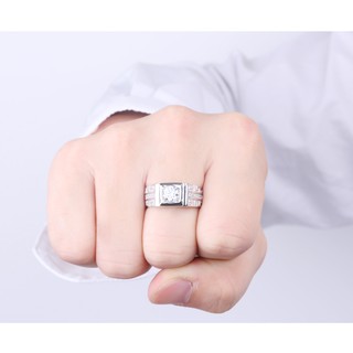 N01 Nhẫn bạc nam đẹp đính đá sang trọng - Trang Sức Bảo Tín