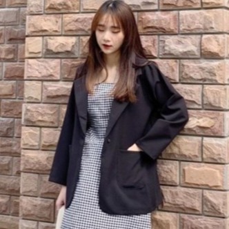 Áo blazer trơn-màu đen-màu be-màu trắng-Hàn Quốc