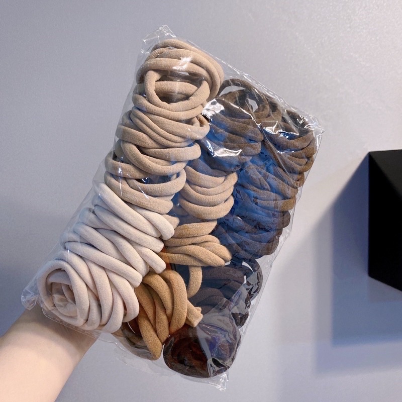 Sét 10 chun cột tóc màu trà sữa siêu hot co dãn mềm đủ màu