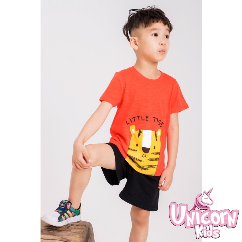 Áo phông cộc tay bé trai Unicorn Kids hình hổ con mập mập 100% cotton hữu cơ,  từ 1 - 5 tuổi cân nặng từ 8.5 - 22kg