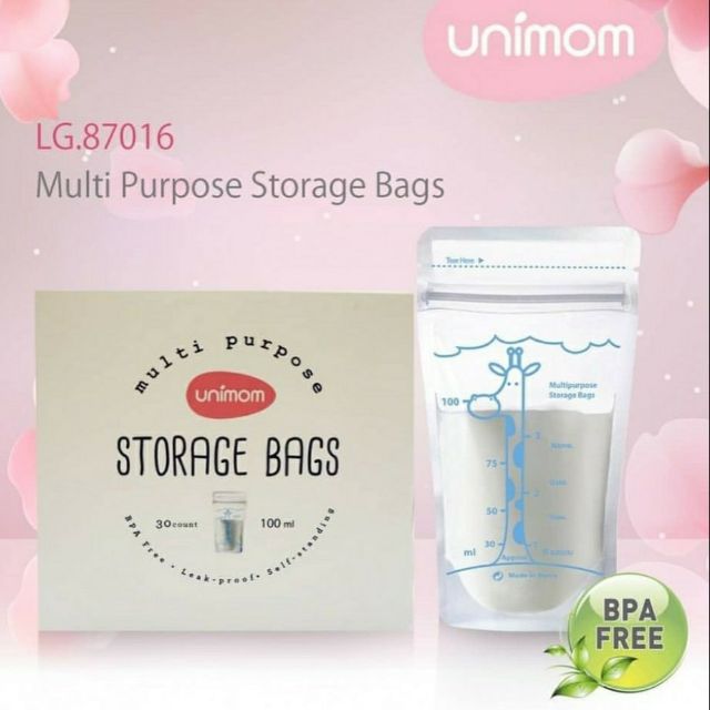 Hộp 30 Túi trữ sữa Mẹ đa năng 100ml Unimom không có BPA (Hàn Quốc) - UM870497