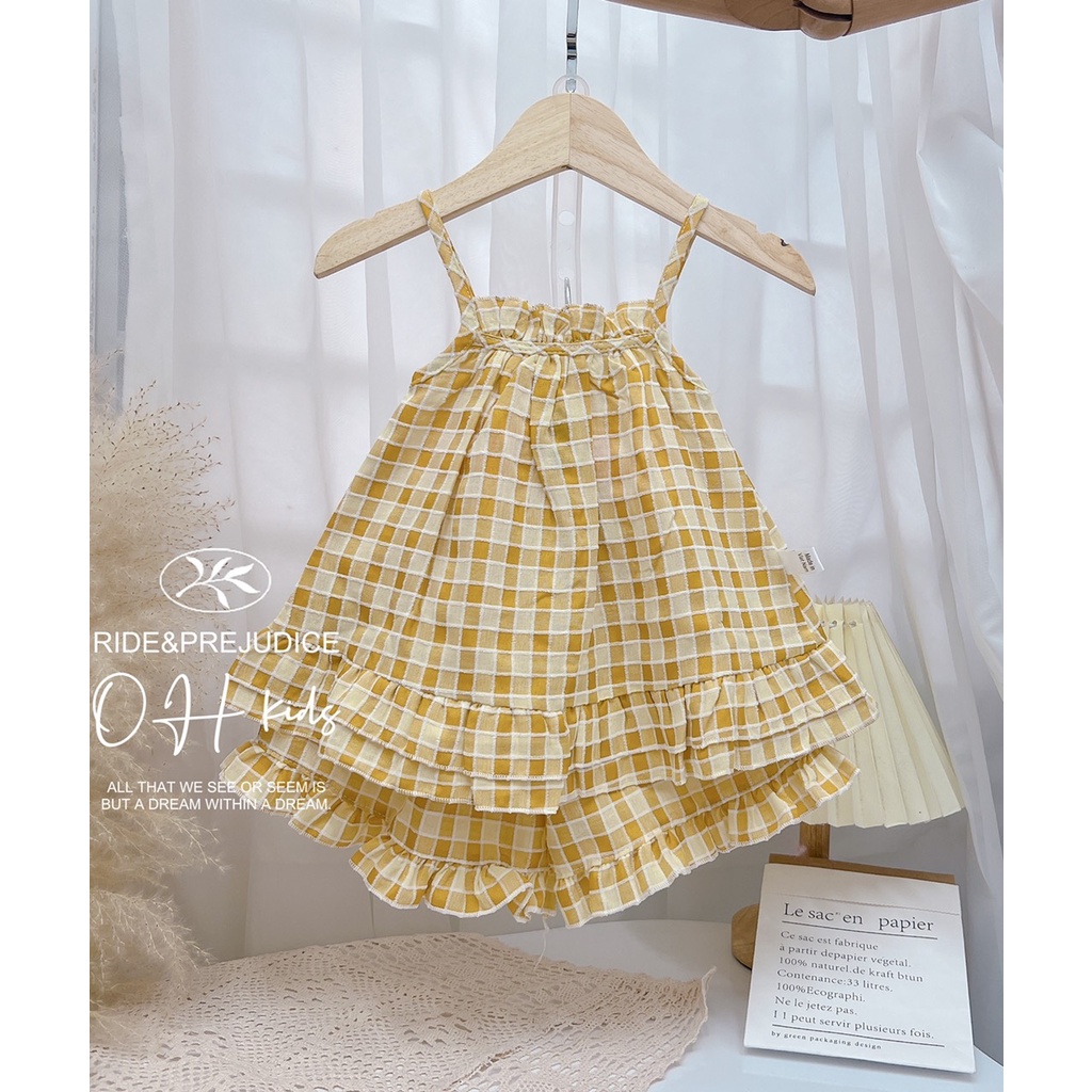 Bộ đũi 2 dây kẻ cho bé gái từ 5-20kg