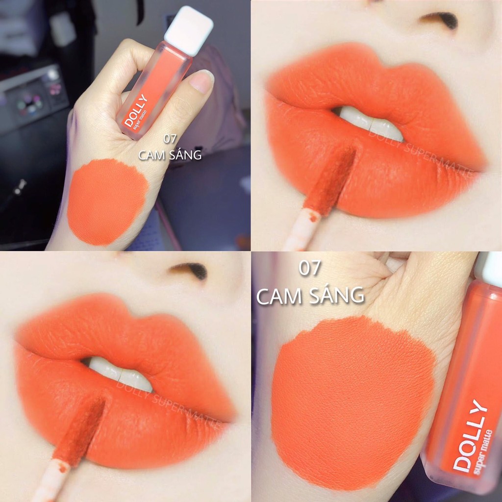 NEW 2021 [Cam Sáng 07] Son Kem Lì Dolly Super Matte Không Chì Màu Cam Sáng | BigBuy360 - bigbuy360.vn