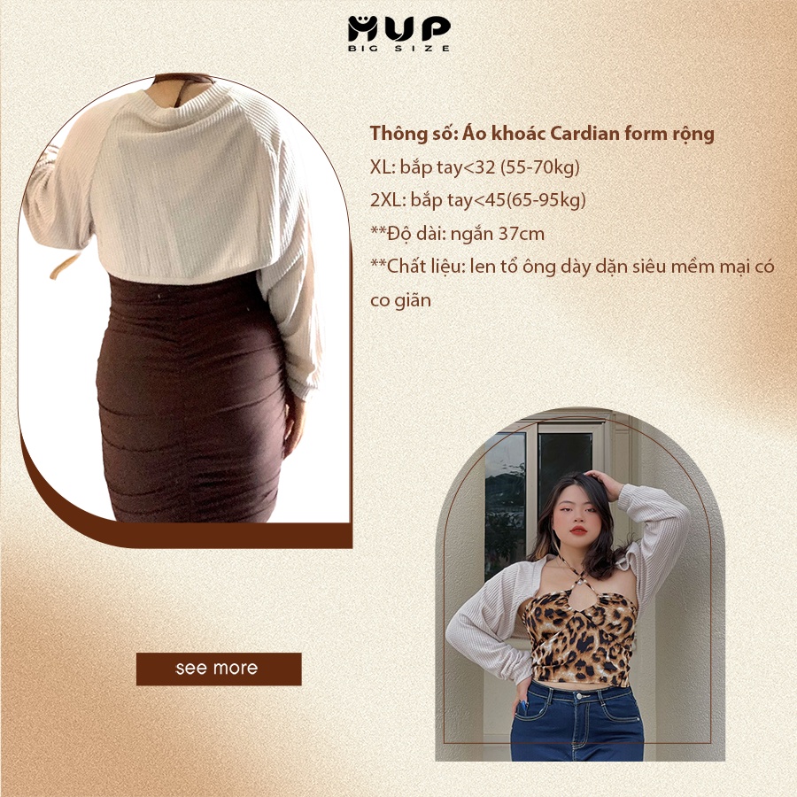 Áo khoác cardigan nữ ngắn croptop len bigsize MUP Bigsize AKN01