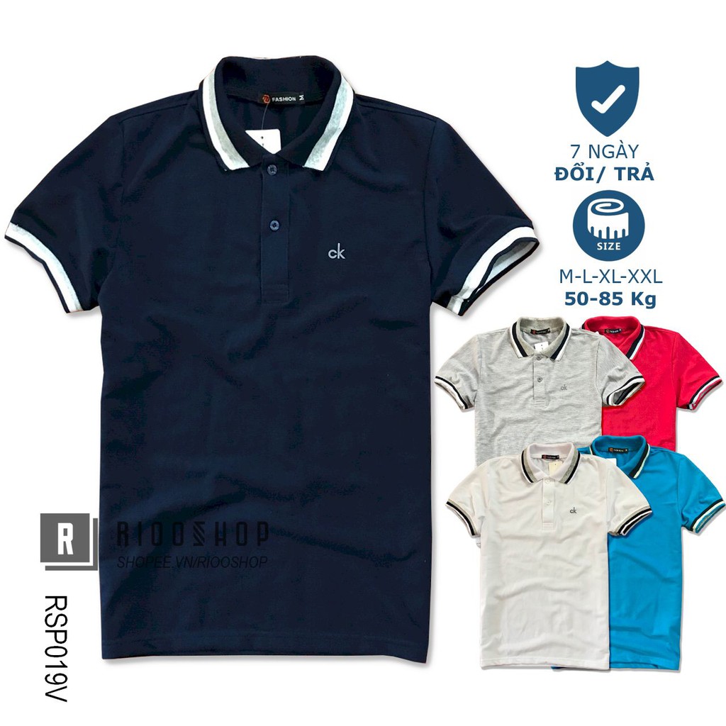 Áo polo cá sấu, áo phông nam có cổ cá sấu 4 chiều phối viền form rộng KAV tay ngắn đẹp RSP019V có size xxl Riooshop