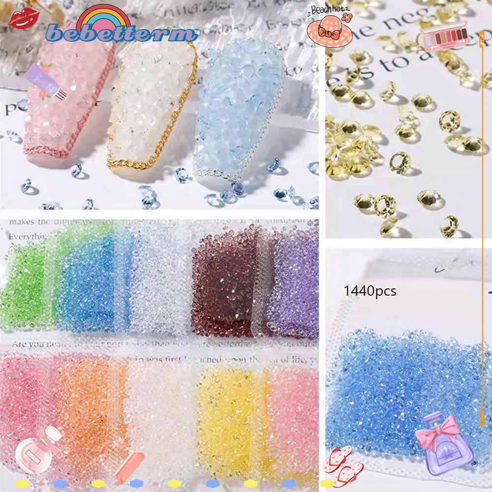 [Hàng mới về] Gói 1440 kim cương nhân tạo pha lê resin màu trong suốt trang trí vải/móng tay DiY