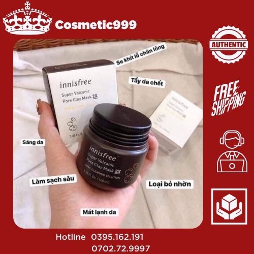 Mặt nạ đất sét Innisfree 2x hàn quốc giảm mụn dầu thừa bã nhờn cho da dầu mụn Cosmetic999