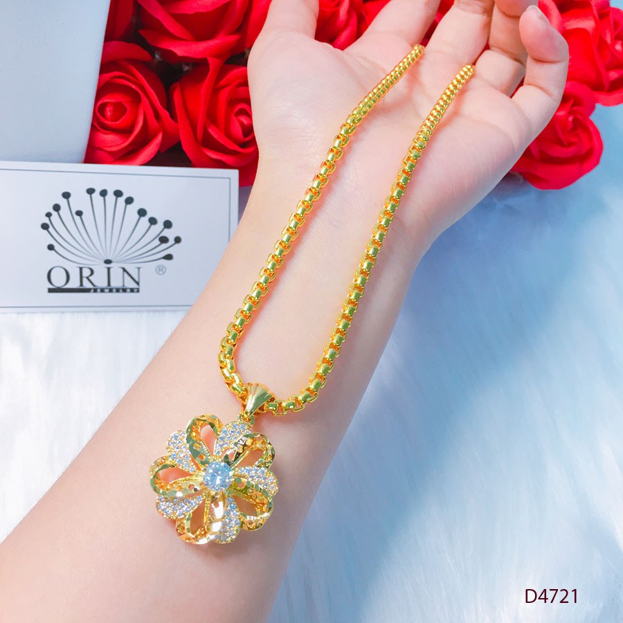 Dây chuyền nữ, dây xích mặt hoa đính đá thiết kế cao cấp Orin D4721