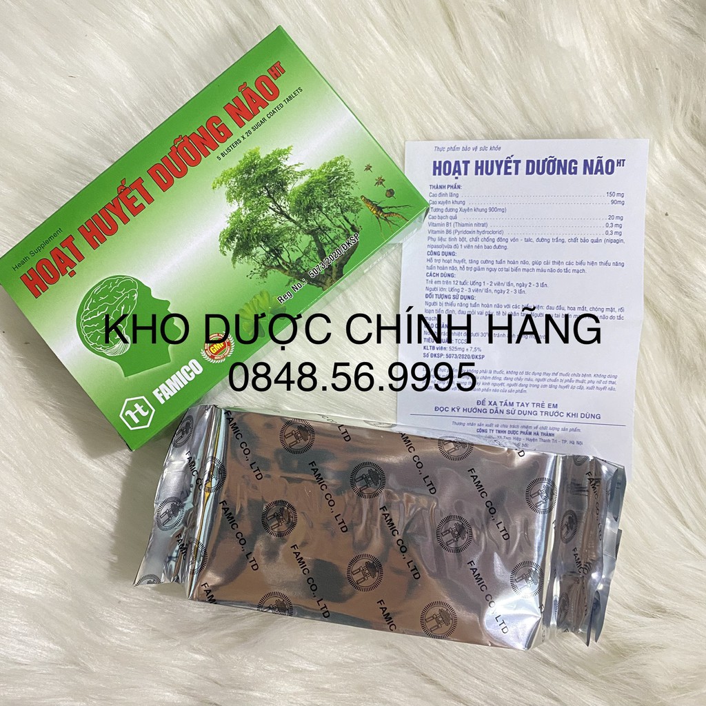 Bổ não HOẠT HUYẾT DƯỠNG NÃO HT hộp 100 viên nén bao đường - Hỗ trợ hoạt huyết, tăng cường tuần hoàn não