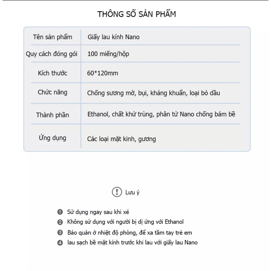 Khăn lau kính Nano chống bám hơi nước, chống mờ sương, sạch bụi bẩn và dấu vân tay, Công nghệ Nhật Bản