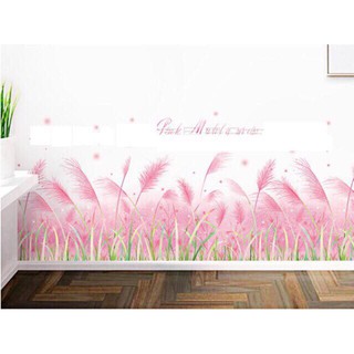 Hàng đẹp Decal dán  chân tường mâu cỏ may hồng