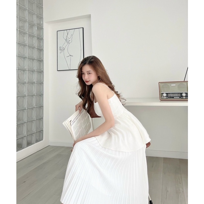 Áo 2 dây xòe peplum