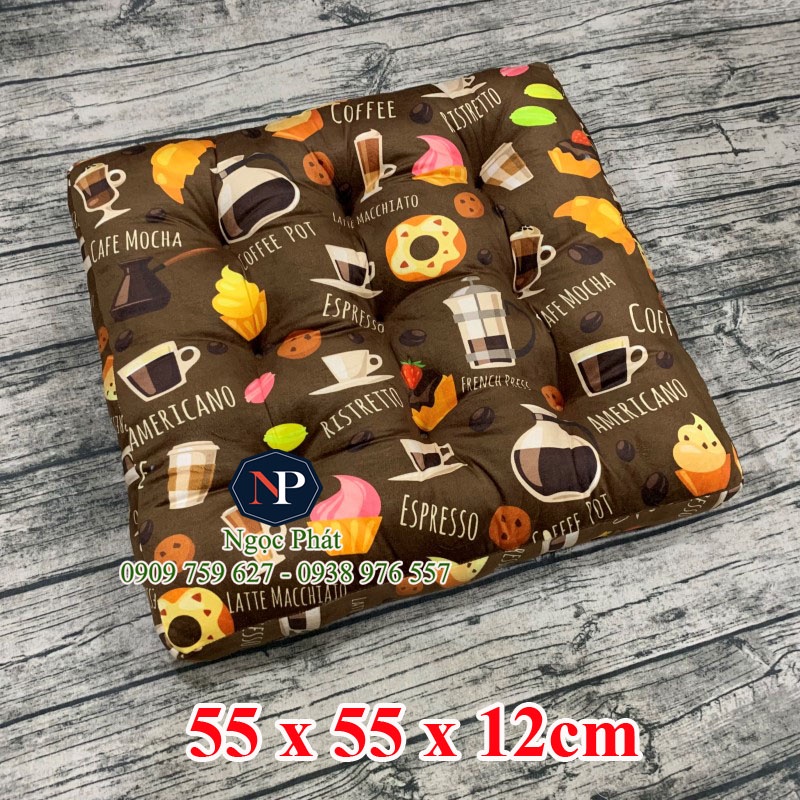 Đệm Ngồi Ghế Gỗ KAGAMI 55x55x12cm To Dày - Dùng Làm Gối Tựa Lưng Ghế Sofa, Văn Phòng Đa Năng Tiện Dụng