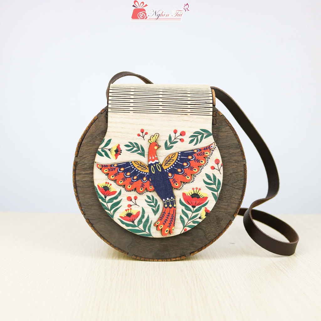 Túi đeo chéo gỗ handmade phong cách vintage thời trang trẻ trung du lịch và làm quà tặng
