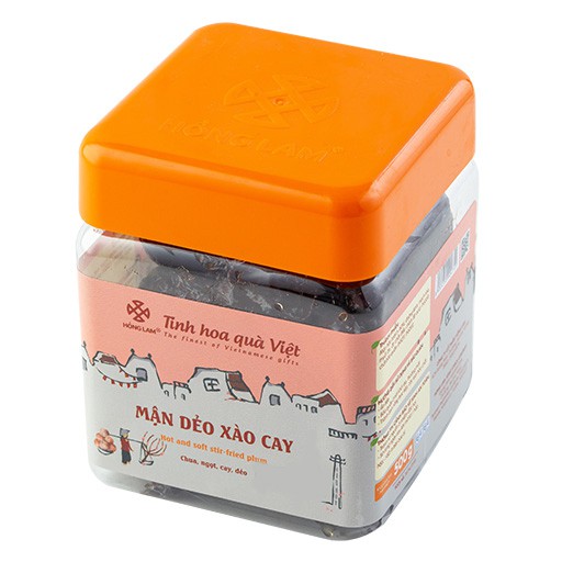 Ô mai (xí muội) mận dẻo xào cay Hồng Lam, dạng hộp (200gr, 300gr, 500gr). Hương vị chua, ngọt, dẻo cay