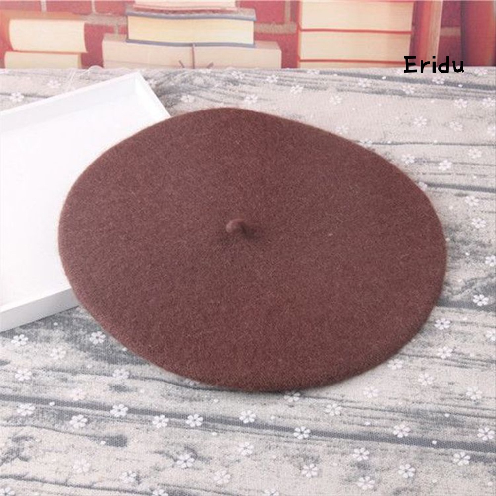 Mũ Beret Len Giả Màu Trơn Thời Trang Nữ Tính