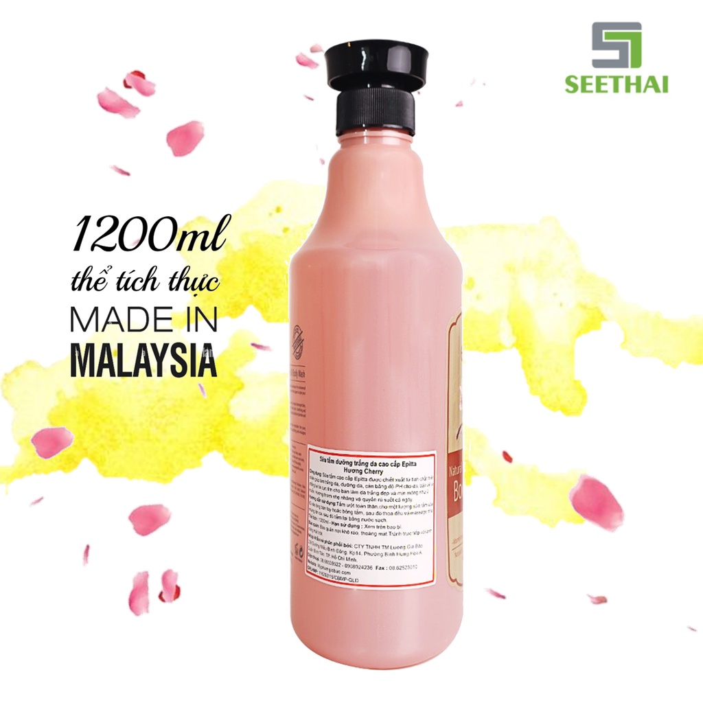 Sữa tắm tinh dầu cấp ẩm hoa cherry EPITTA PREMIUM Malaysia 1200ml - Natural cherry blossom oil