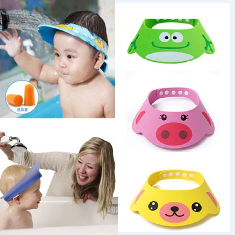 Mũ Chắn Nước Tắm Cho Trẻ Sơ Sinh Họa Tiết Hoạt Hình Xinh Xắn
