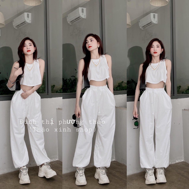 Set Bộ Croptop Trắng Thụng So Cool