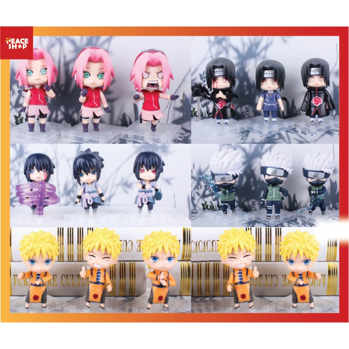 Mô Hình Nendoroid Naruto Sasuke Itachi Sakura Figure Anime Manga 3 Mẫu Biểu Cảm MH52