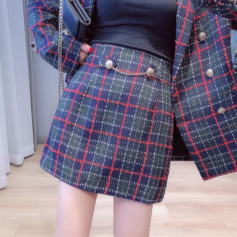 Set áo vest dạ chân váy Zara xuất dư