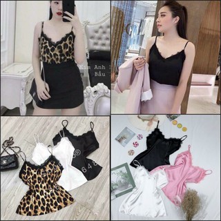 Áo 2 dây tim phối ren