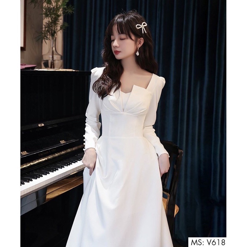 Đầm xoè tay dài bồng