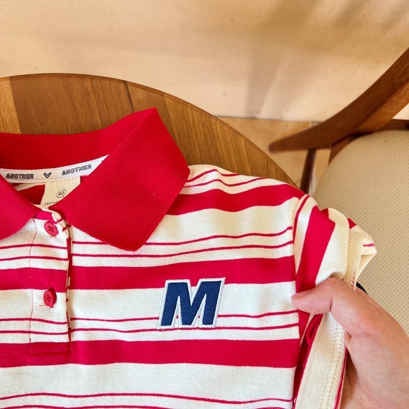 Áo polo Tay Ngắn Họa Tiết Kẻ Sọc Bằng Cotton 100 Thời Trang Mùa Hè Cho Bé Trai