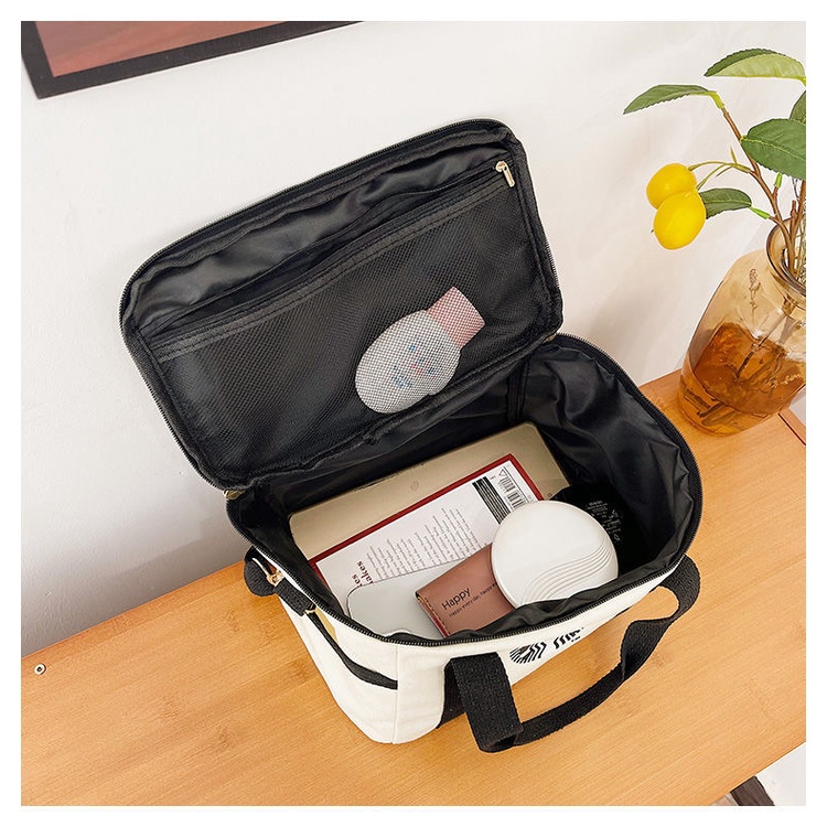 Túi Tote Vải Bạt Cỡ Lớn In Hình Starbucks Đựng Mỹ Phẩm Chất Lượng Cao Cho Học Sinh