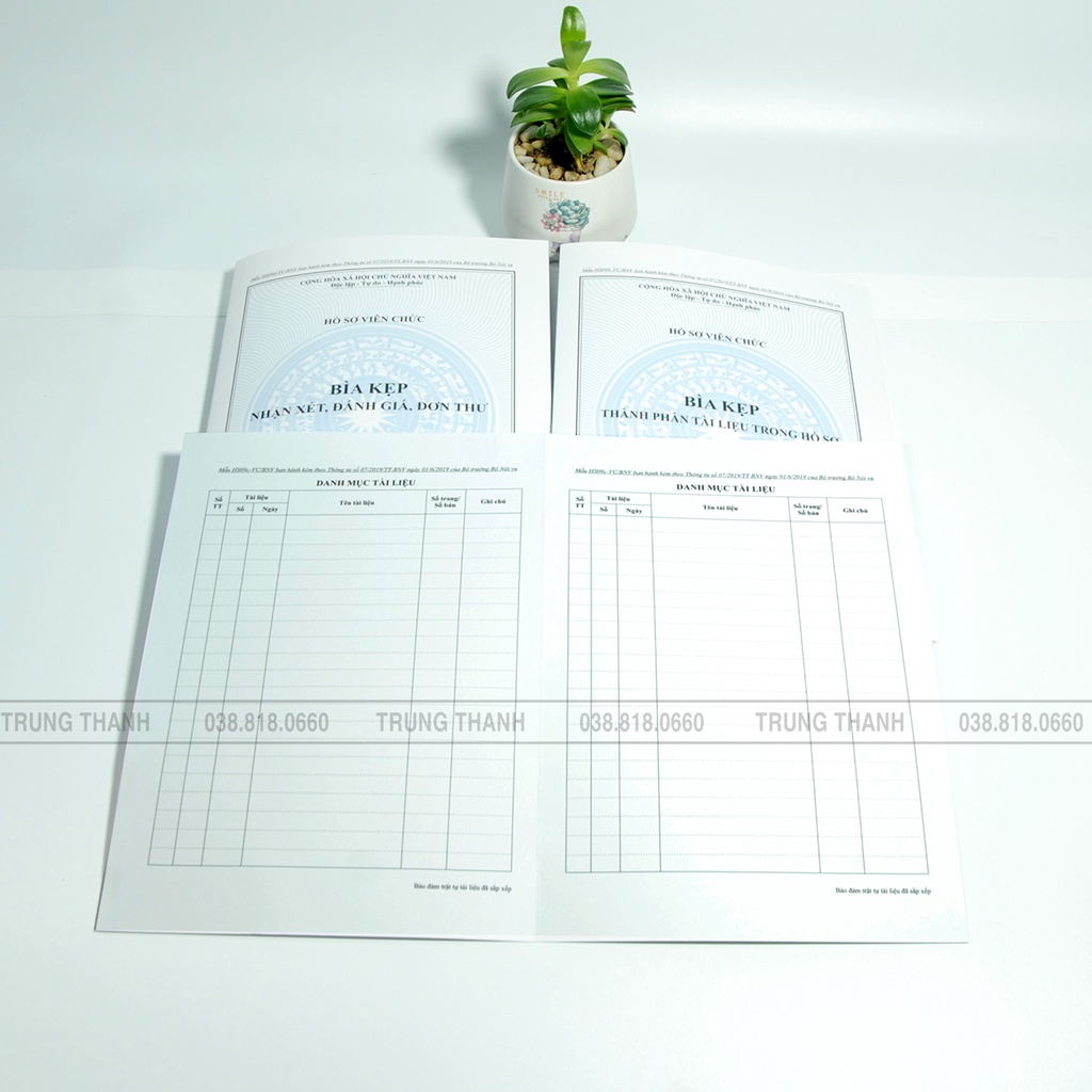 Combo 5 Bộ bìa kẹp hồ sơ viên chức Theo Thông tư số 07/2019/TT-BNV ngày 01/6/2019 của Bộ trưởng Bộ Nội vụ