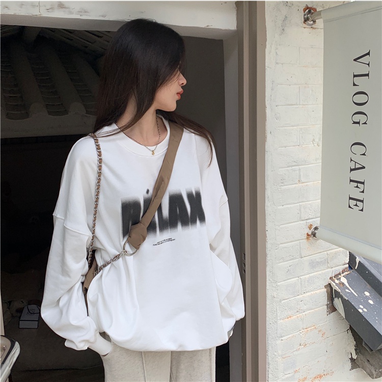 Áo Nỉ Cổ Tròn Lót Nhung Dày Dặn In Chữ Thời Trang Mùa Thu Cho Nữ